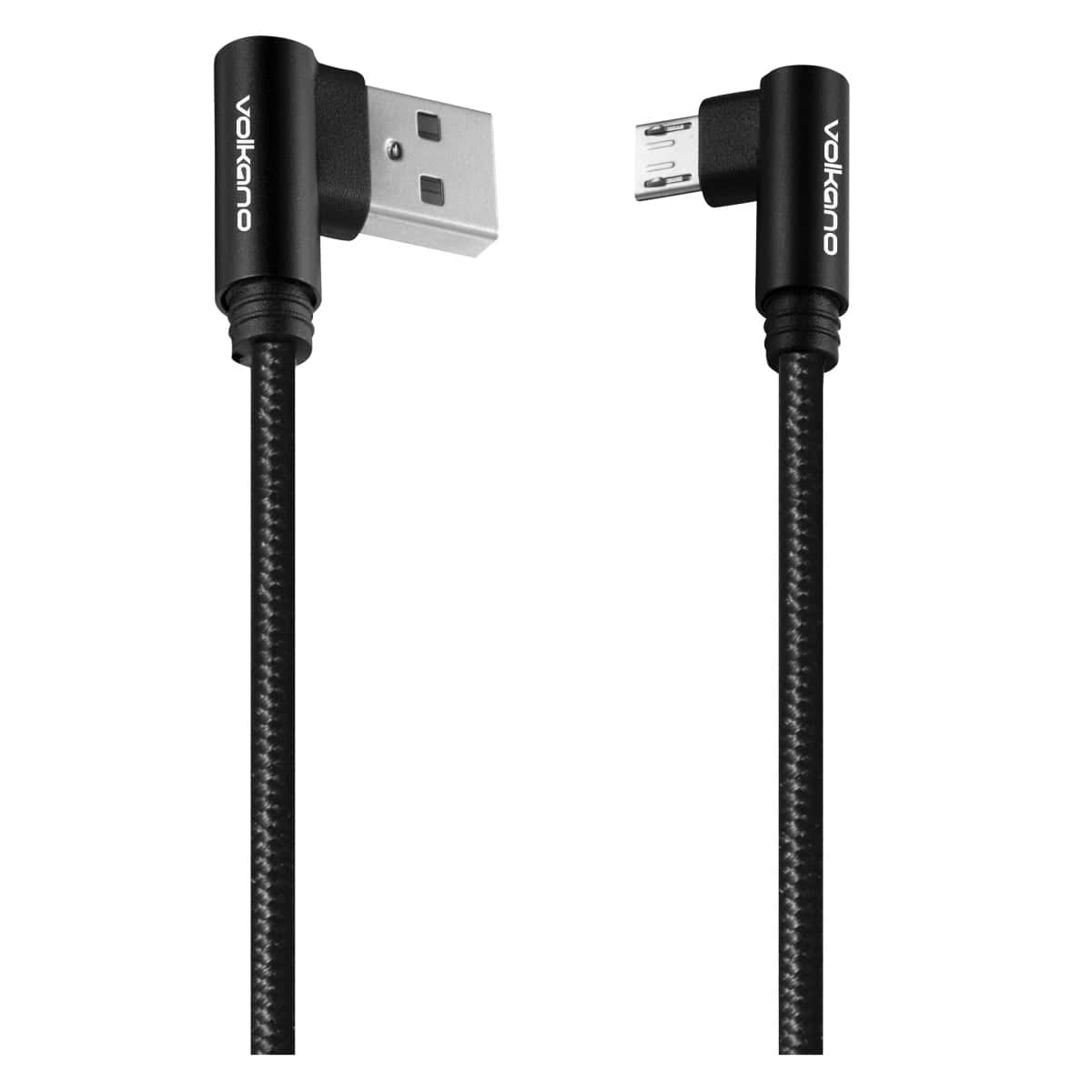 Volkano Braids Series 90-Degree Micro USB Nylon Braided Cable 1.2m Black VK-20103-BK