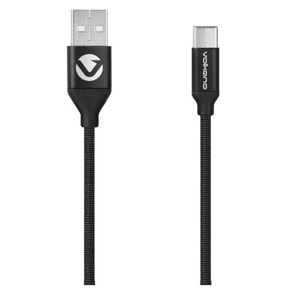 Volkano Weave Series 1.2m Fabric Braided Micro USB Cable Black VK-20107-BK