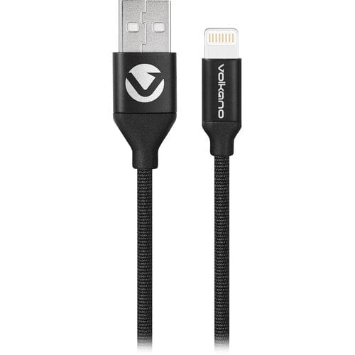 Volkano Weave Series Type-A to MFI Lightning Fabric Braided Cable 3m Black VK-20147-BK