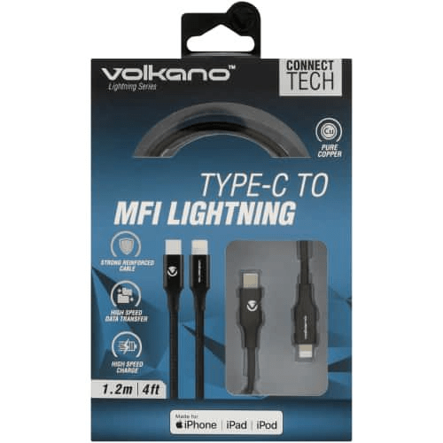 Volkano Lightning Series Type-C to MFI Lighting Cable 1.2m VK-20165-BK