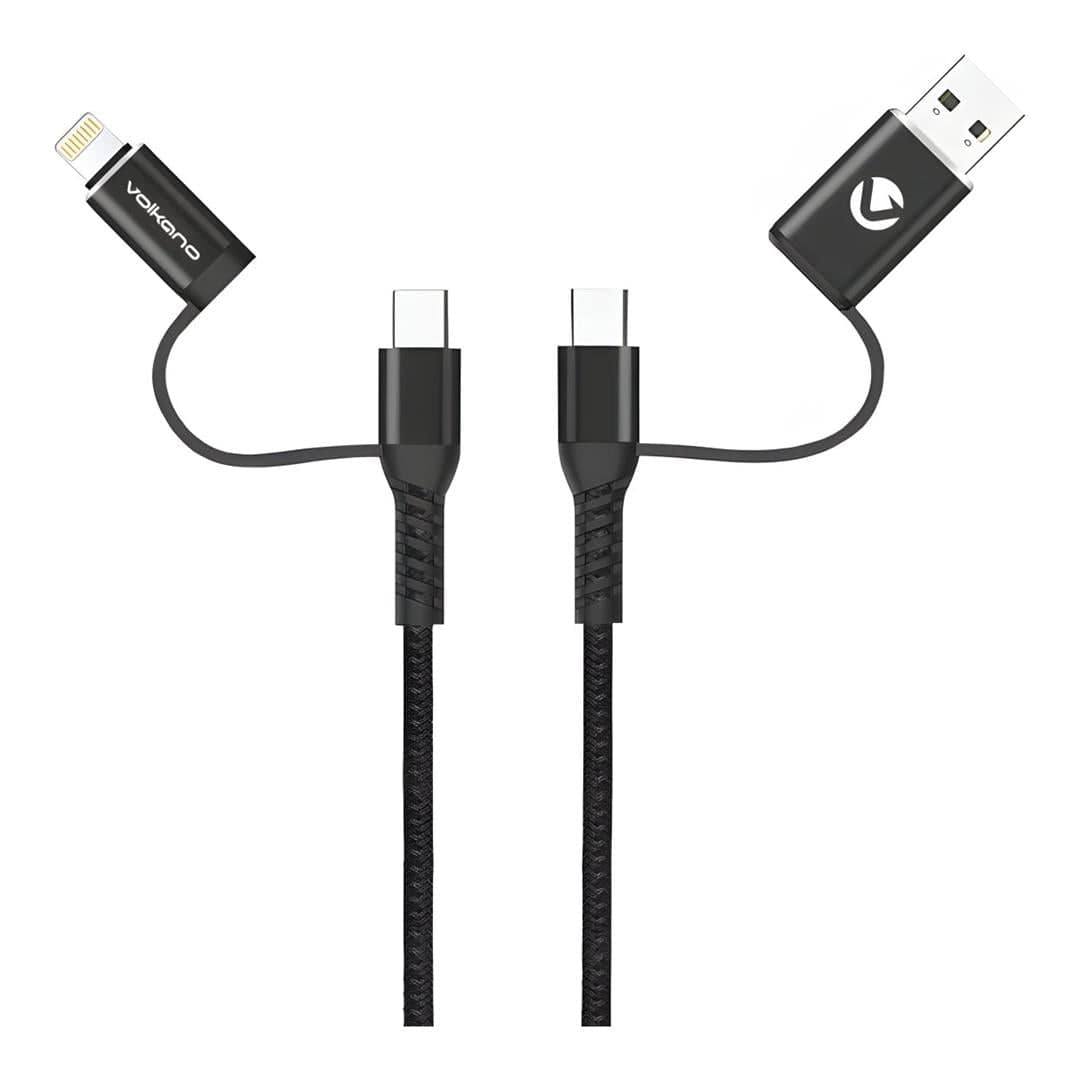 Volkano 1.8m Weave Series 4-in-1 Charge and Data cable VK-20171-BK