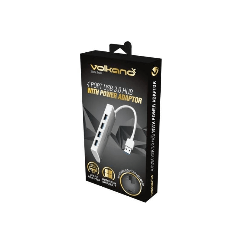 VolkanoX Media Series 4-port USB Hub with Power Adaptor VK-20208-SL