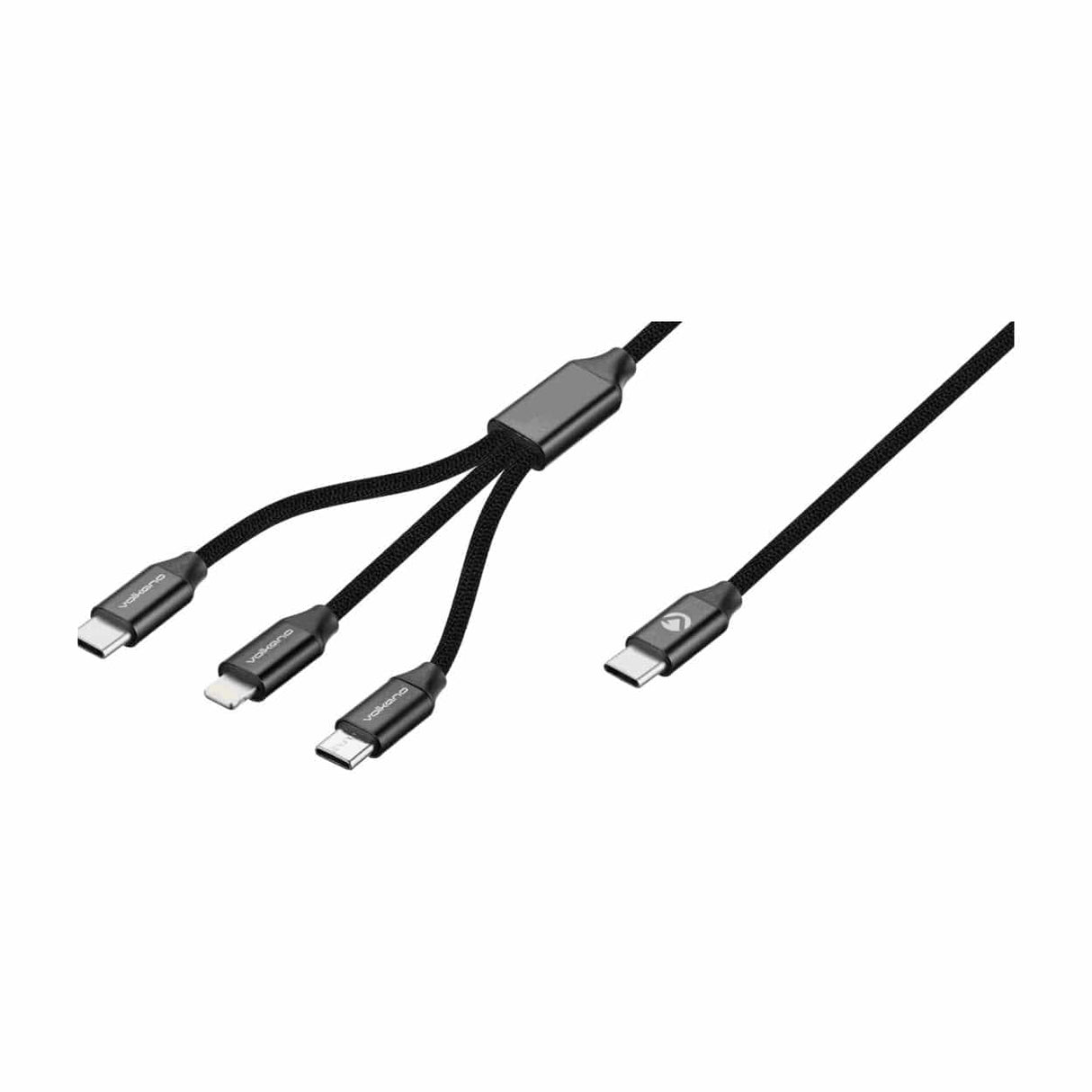 Volkano Weave Series 65W 3-in-1 Charging Cable 1.2m Black VK-20237-BK