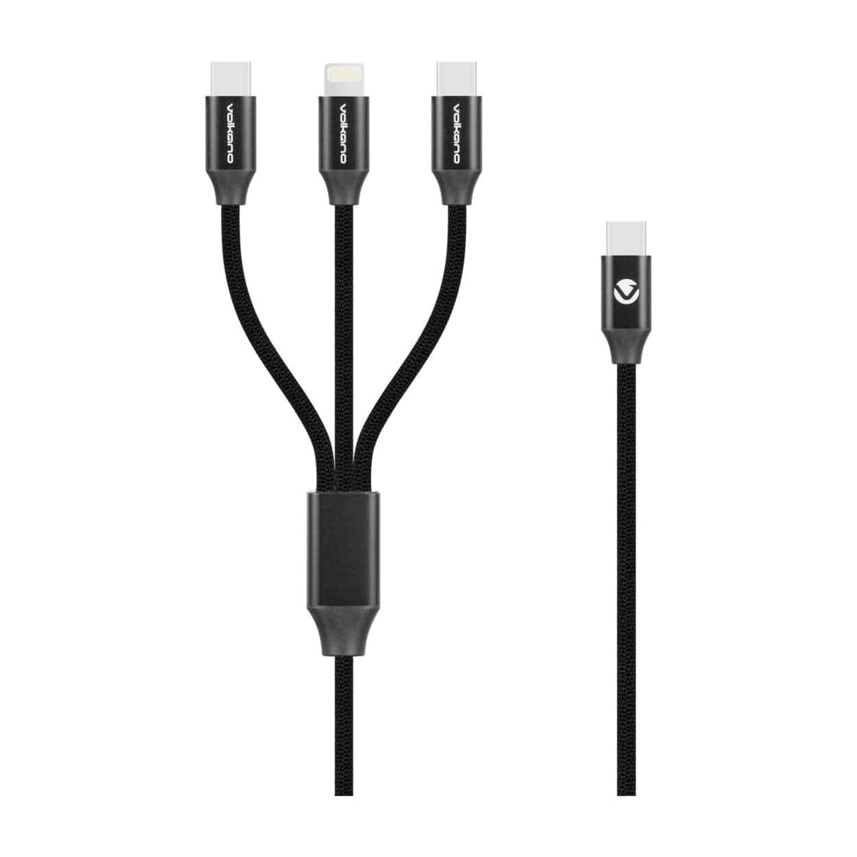 Volkano Weave Series 65W 3-in-1 Charging Cable 1.2m Black VK-20237-BK