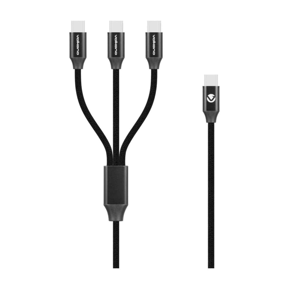Volkano Weave Series 100W 3-in-1 Type-C Charging Cable 1.2m Black VK-20238-BK