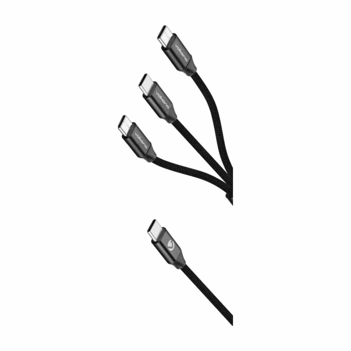 Volkano Weave Series 100W 3-in-1 Type-C Charging Cable 1.2m Black VK-20238-BK