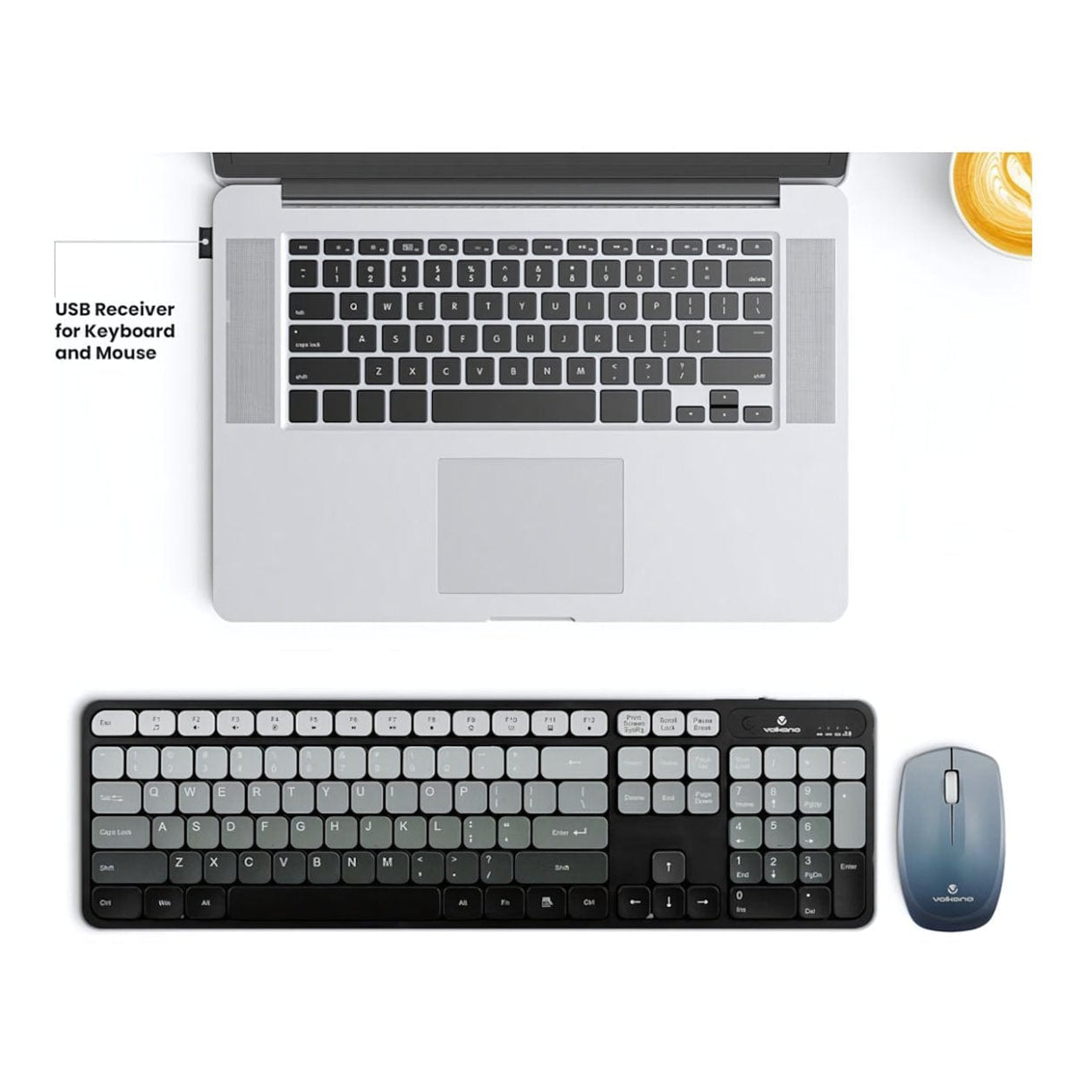 Volkano Prism Series Wireless Keyboard and Mouse Combo - Grey VK-20248-GR