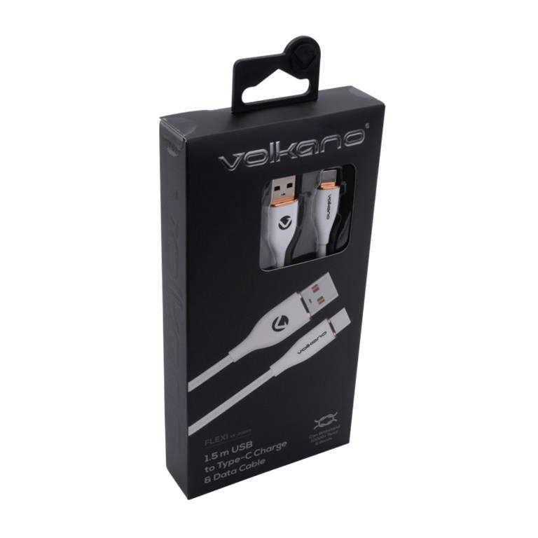 Volkano Flexi Series Type-A to Type-C 30W Cable 1.5m White VK-20263-WT