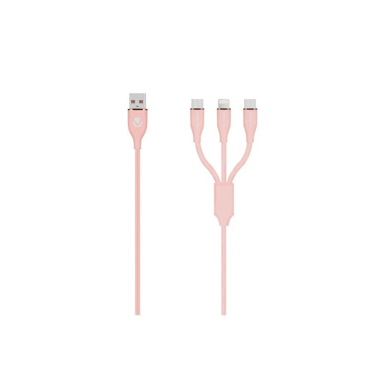 Volkano Flexi Series 3-in-1 Charging Cable 1.5m Pink VK-20271-PK