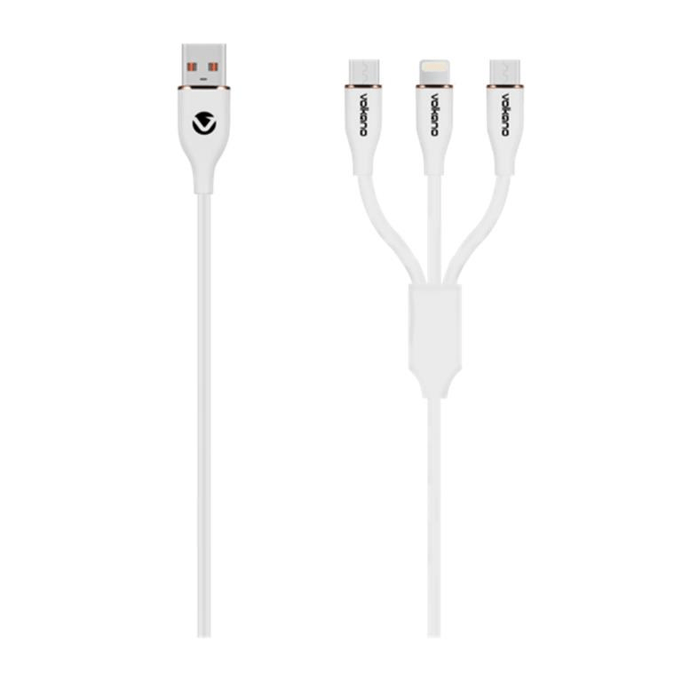 Volkano Flexi Series 3-in-1 Charging Cable 1.5m White VK-20271-WT