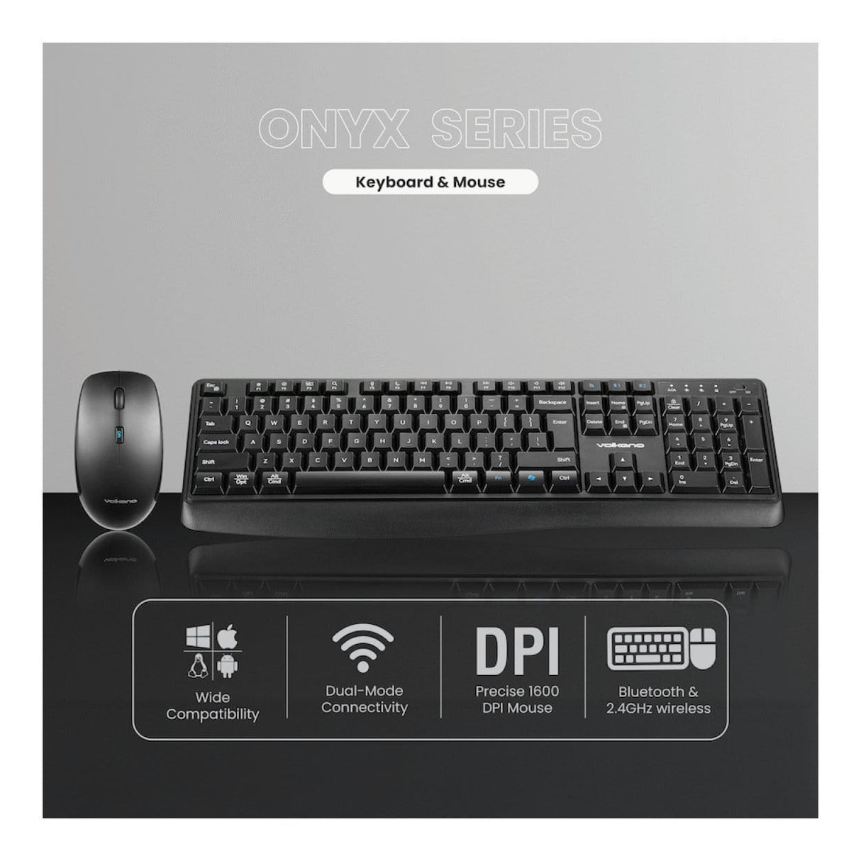 Volkano Onyx Wireless Keyboard and Mouse Combo VK-20306-BK