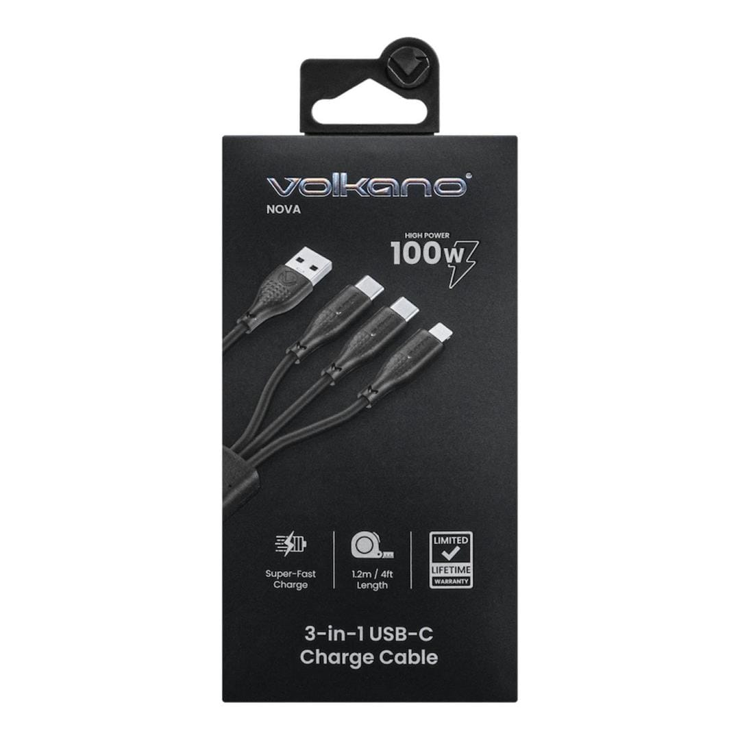 Volkano Nova Series 100W 3-in-1 TPE Cable 1.2m Black VK-30088-BK