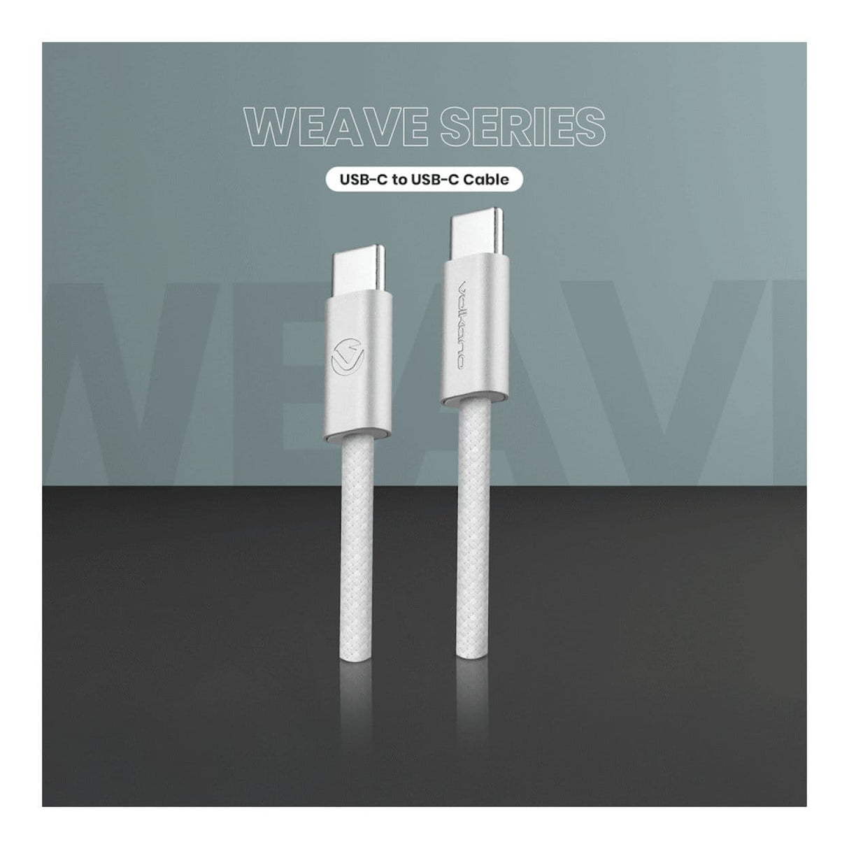 Volkano 1.2m Weave Series 60W USB-C to USB-C Charging Cable White VK-30260-WT
