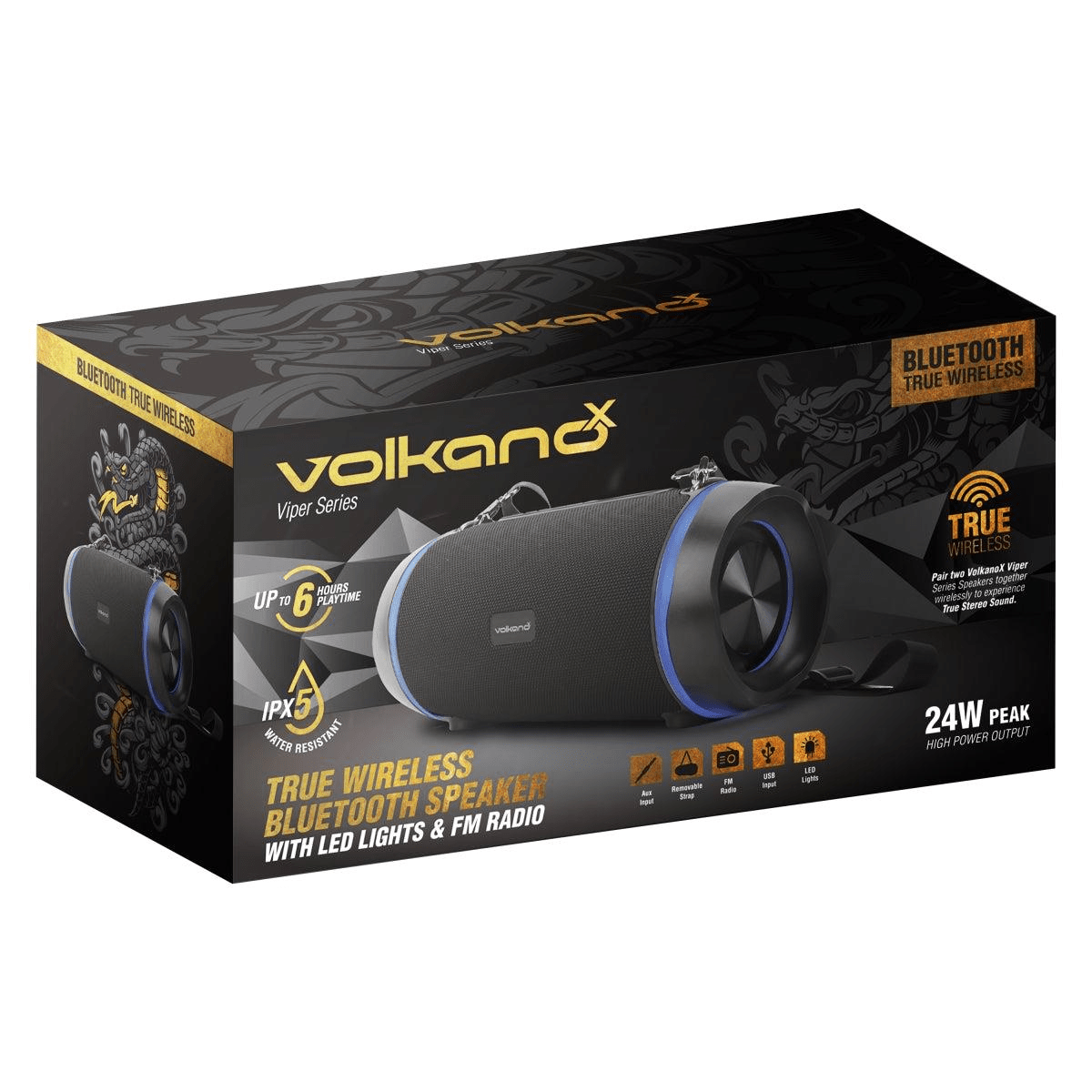 VolkanoX Viper Series Bluetooth Speaker Black VK-3411-BK