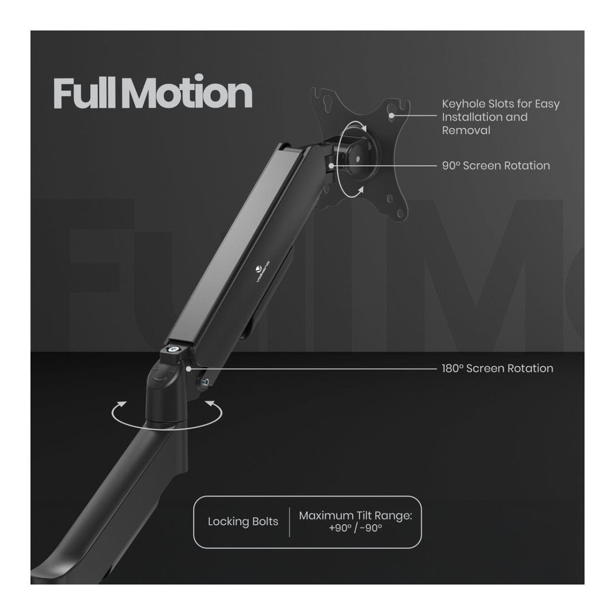 Volkano Steel Series 17-32-inch Full Motion Single Monitor Desk Mount VK-4038-BK