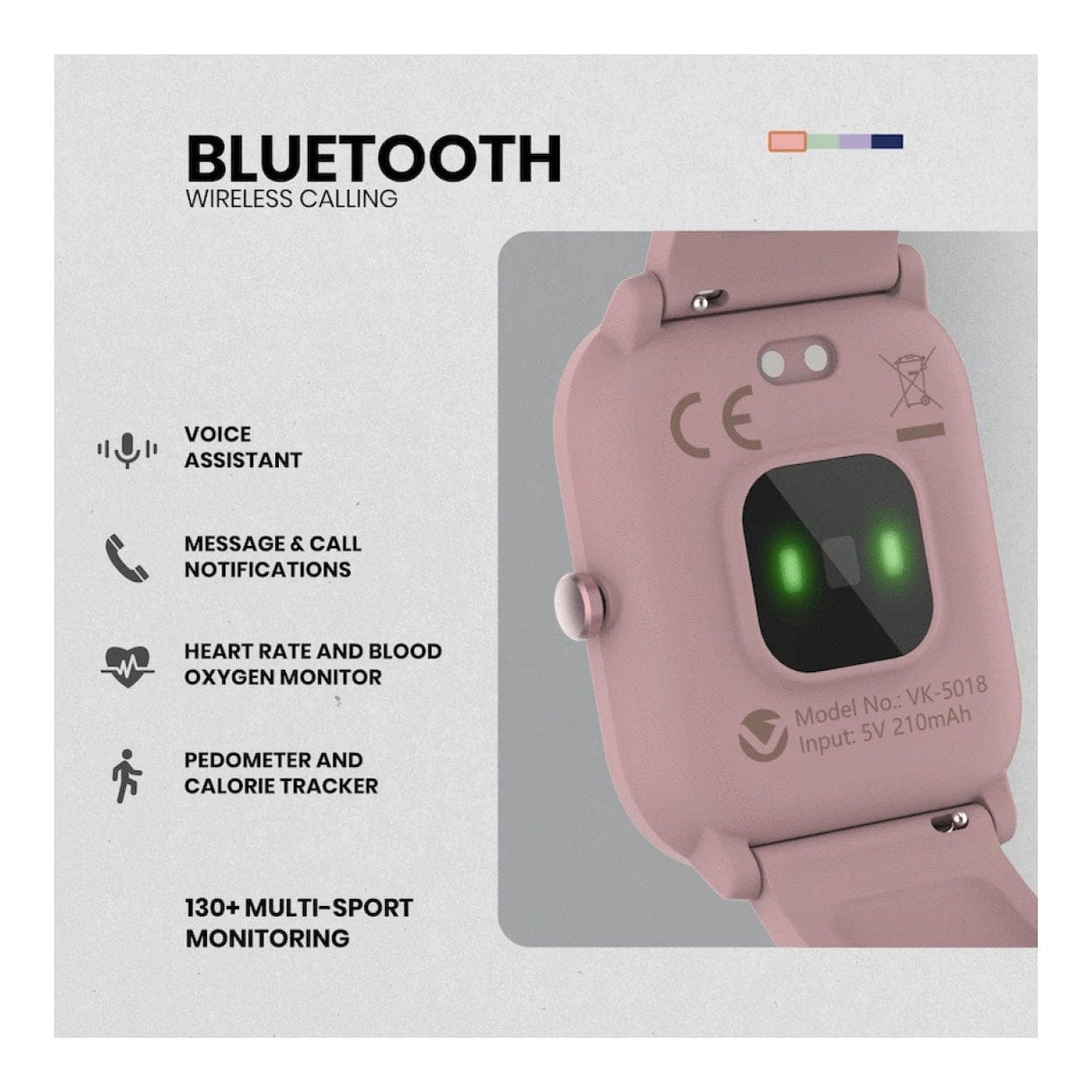 Volkano Vivo Series Kids Smart Watch Pastel Pink VK-5018-PK