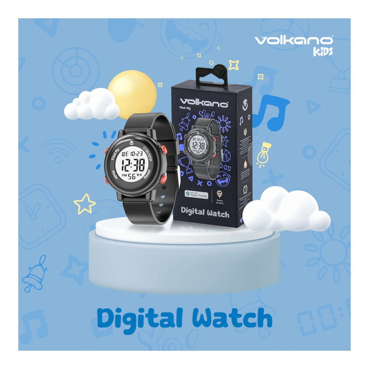 Volkano Kids Digital 3ATM Waterproof Watch Black VK-5032-BLK