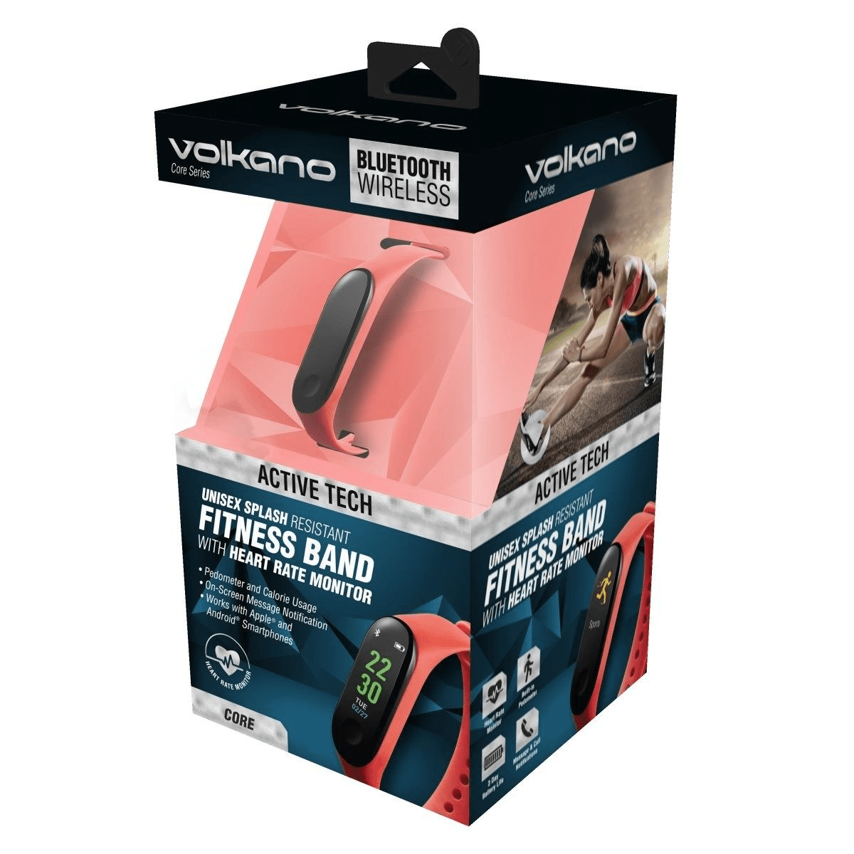 Volkano Active Tech Core Series Water Resistance Fitness Band Red VK-5065-RD