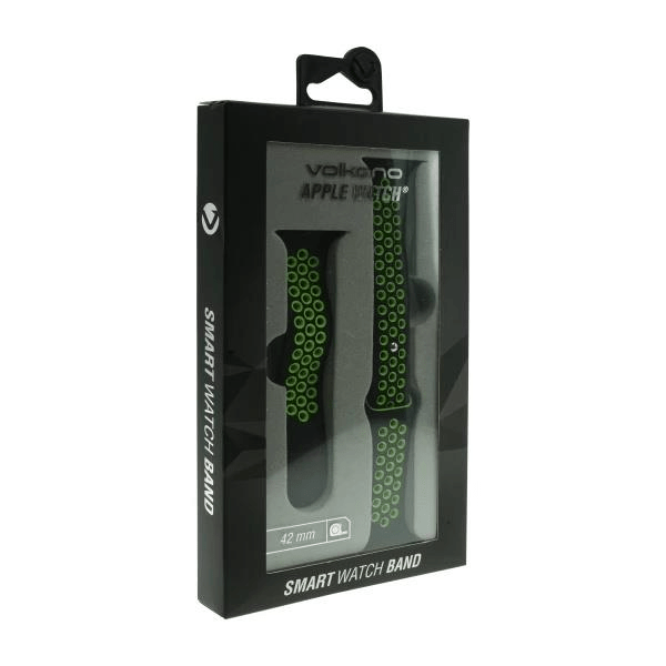 Volkano Smart Watch Band 42mm Sport Silicone iWatch Black and Green VK-5105-BKGN