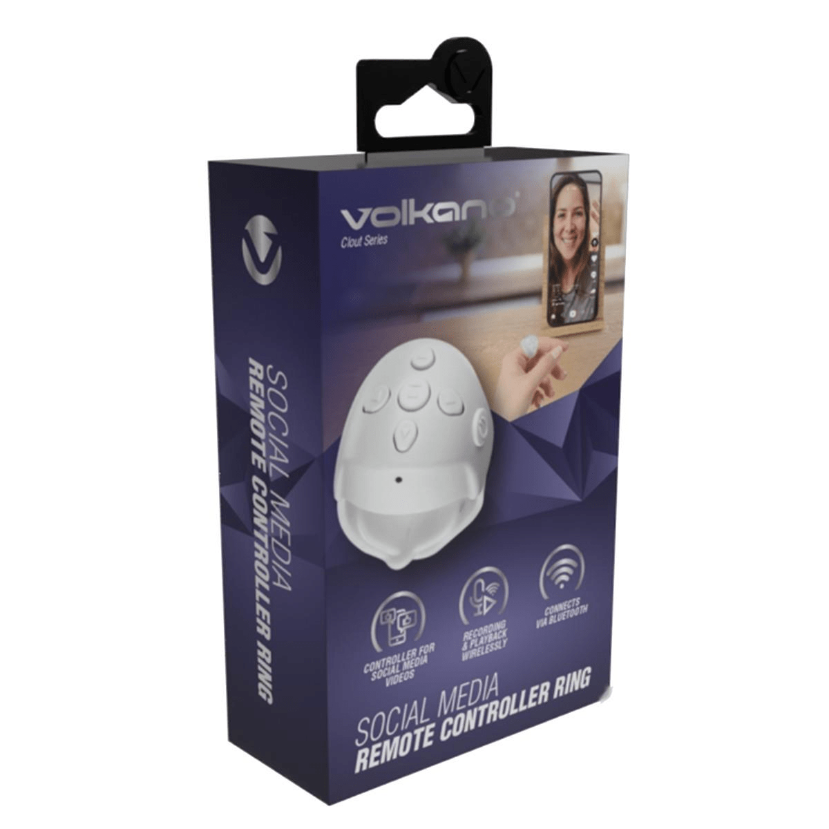Volkano Clout Series Social Media Remote Controller Ring VK-6526-WT