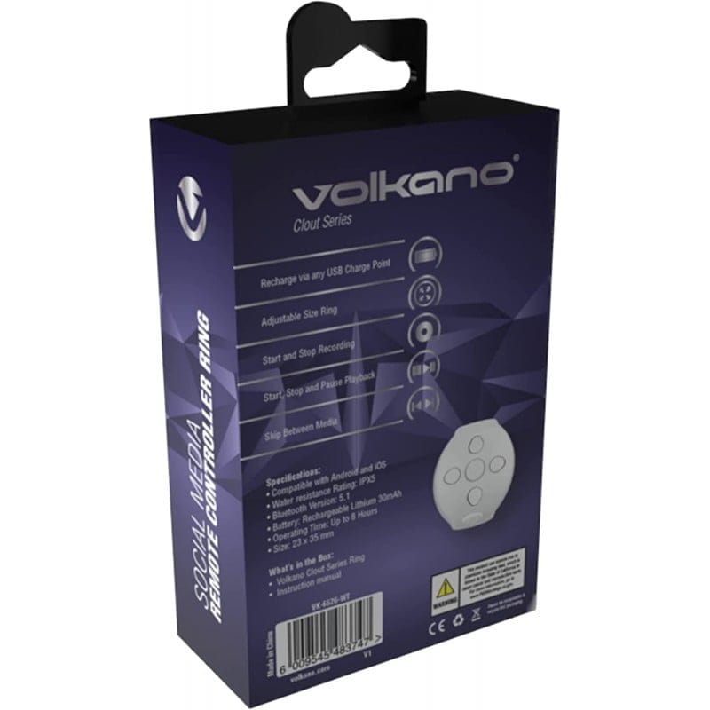 Volkano Clout Series Social Media Remote Controller Ring VK-6526-WT