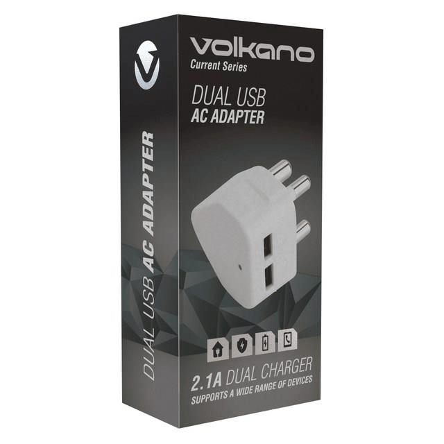 Volkano Current Series Double USB Wall Charger VK-8008-WT(V2)