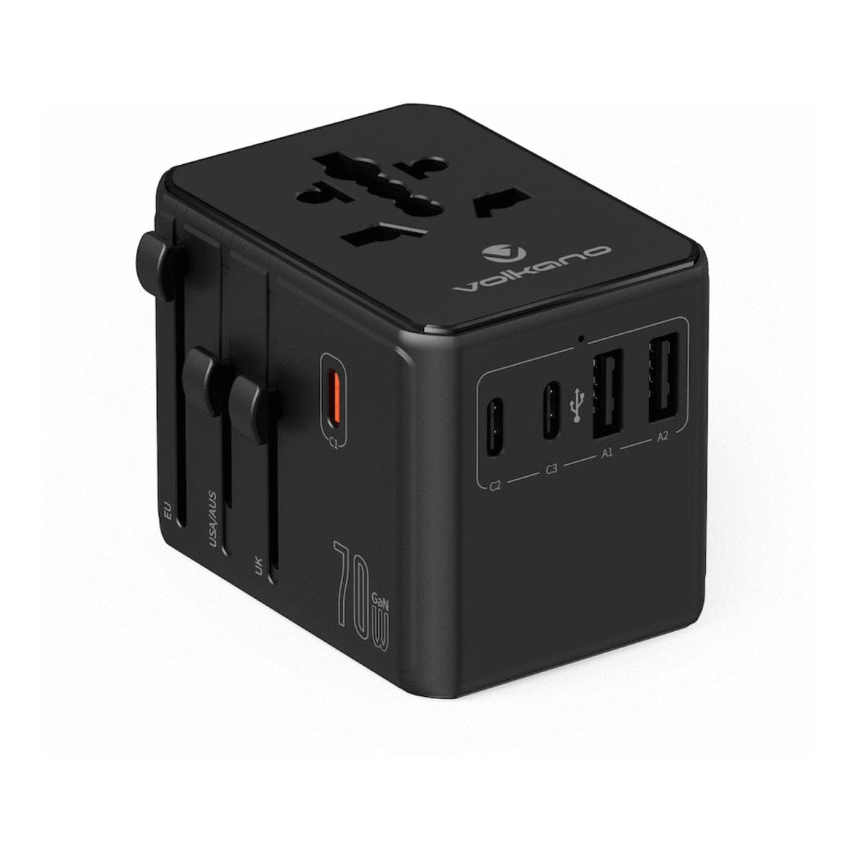 Volkano Jetsetter Series 70W PD Travel Adaptor Black VK-8027-70-BK