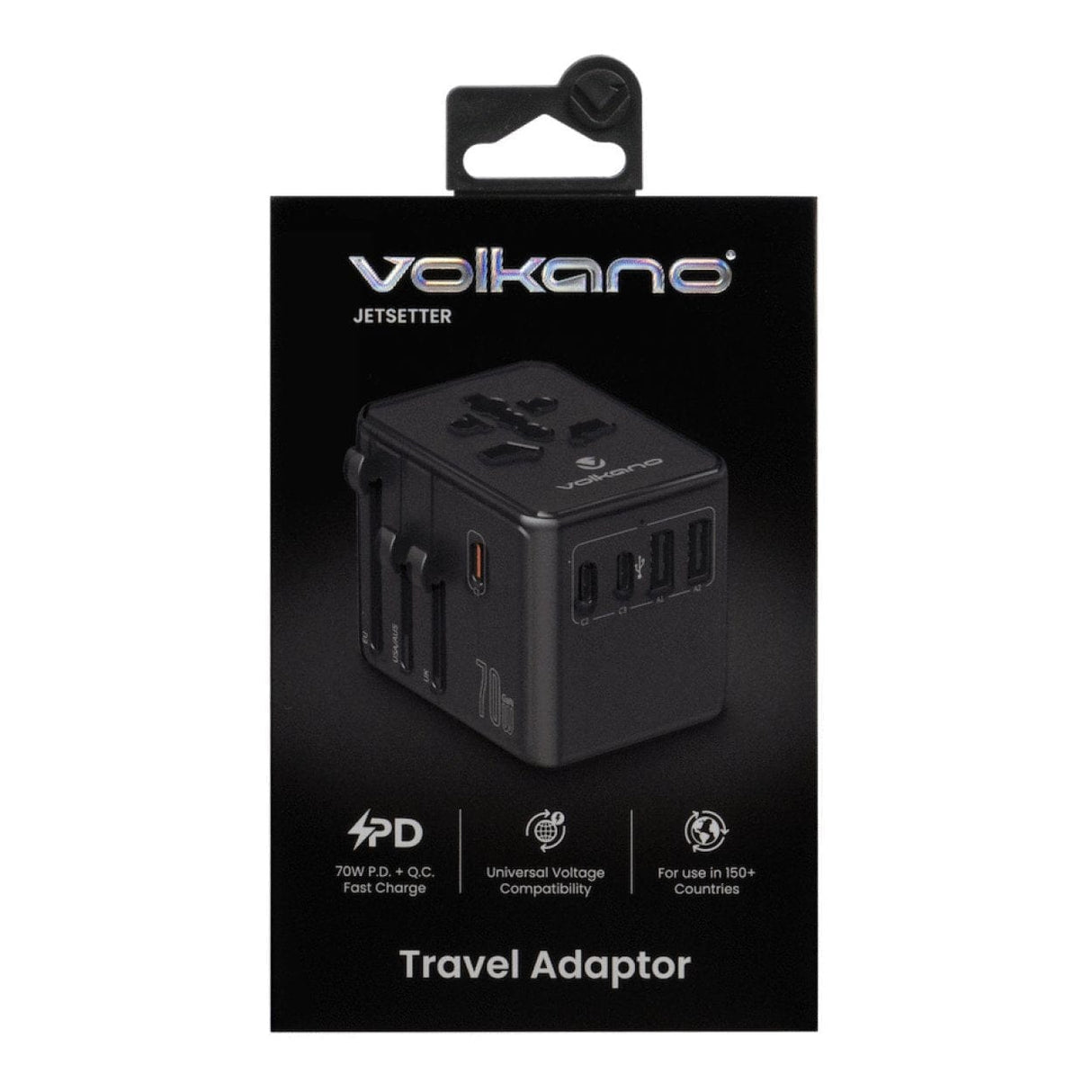 Volkano Jetsetter Series 70W PD Travel Adaptor Black VK-8027-70-BK