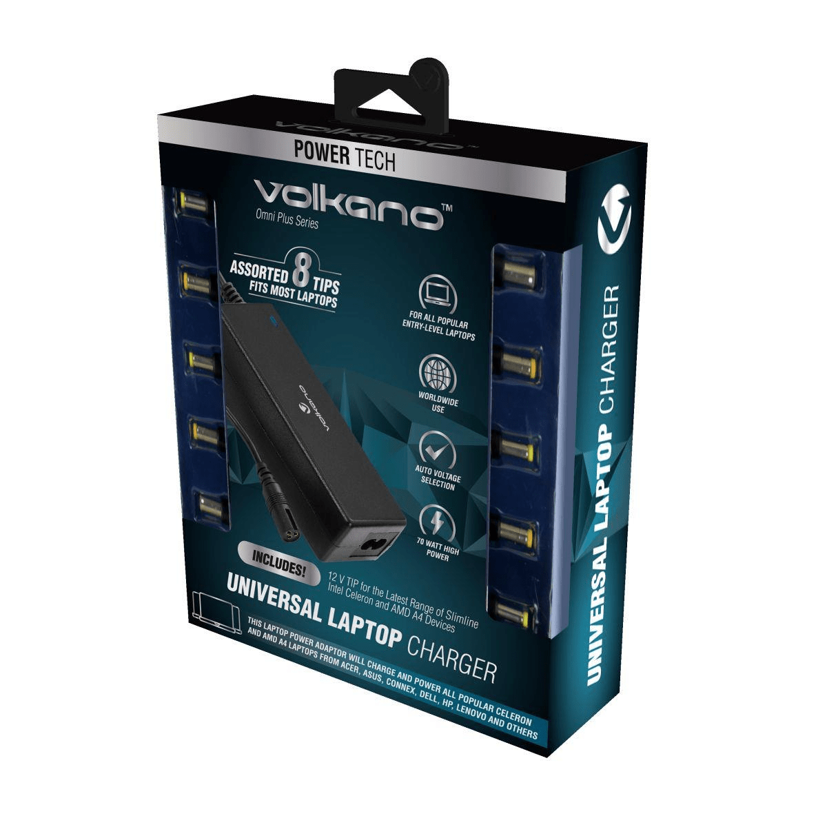 Volkano Omni Plus Universal 70W Notebook Charger VK-8047-BK