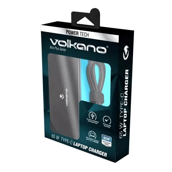 Volkano Brio Plus Series 65W Type-C Notebook Charger with USB VK-8052-BK