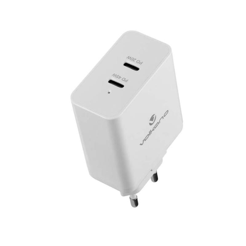 Volkano Potent Duo Series 65W Dual PD Compact Wall Charger VK-8055-WT