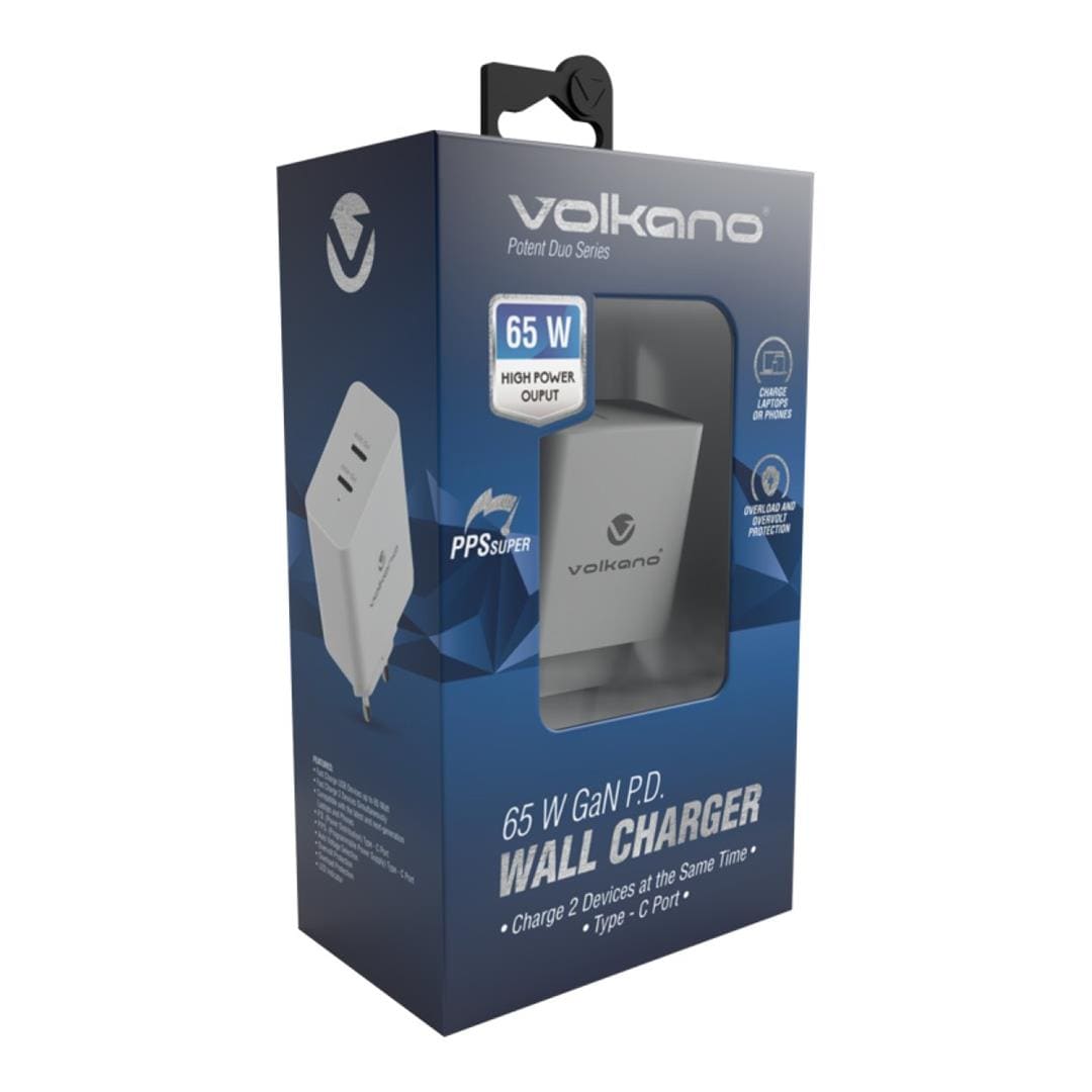 Volkano Potent Duo 65W Dual PD Wall Charger VK-8055-WT(V1)