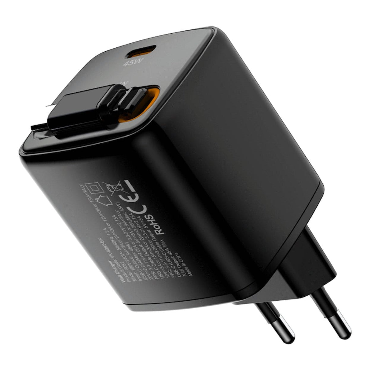 Volkano Sleek Series 45W Type-C Fast Charging Adapter Black VK-8082-BK