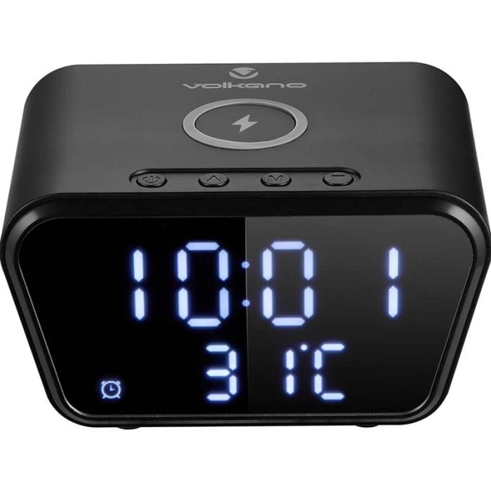 Volkano Awake Series Alarm Clock with Wireless Charging Black VK-8250-BK