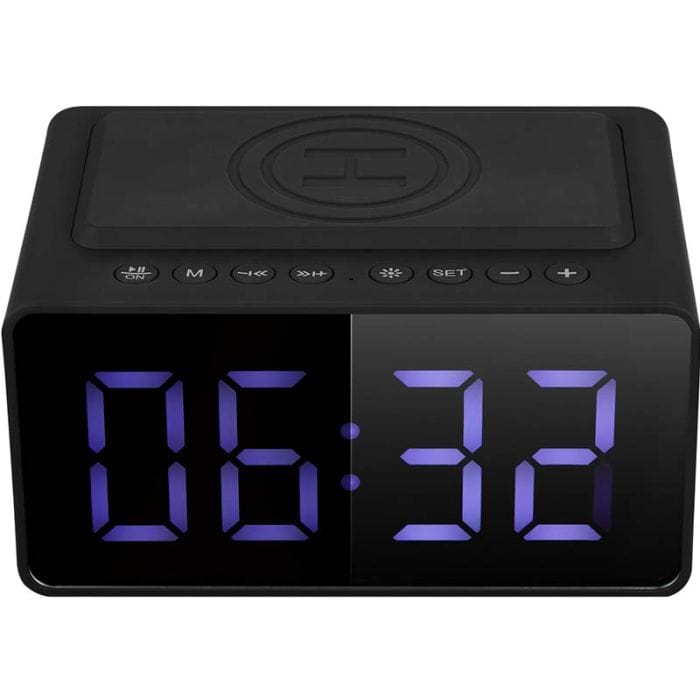 Volkano Awake Plus Series Alarm Clock with Wireless Charging and Speaker Black VK-8251-BK