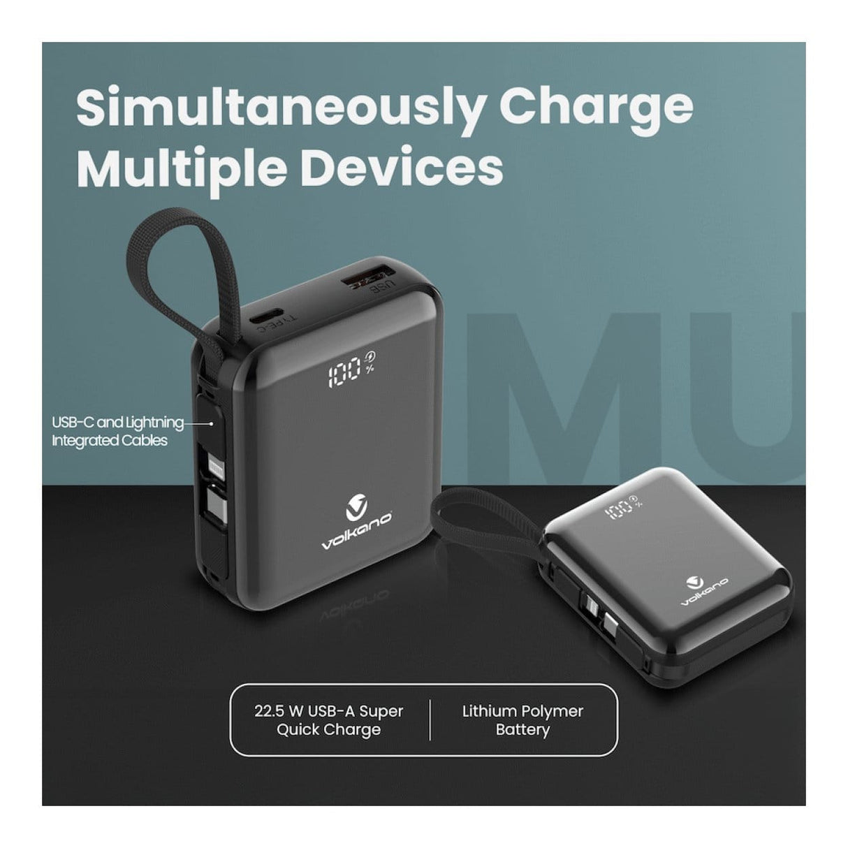 Volkano Solace Series 10000mAh Powerbank Black VK-9039-BK