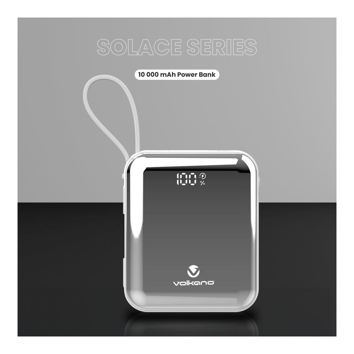 Volkano Solace Series 10000mAh Powerbank White Silver VK-9039-WT/SL