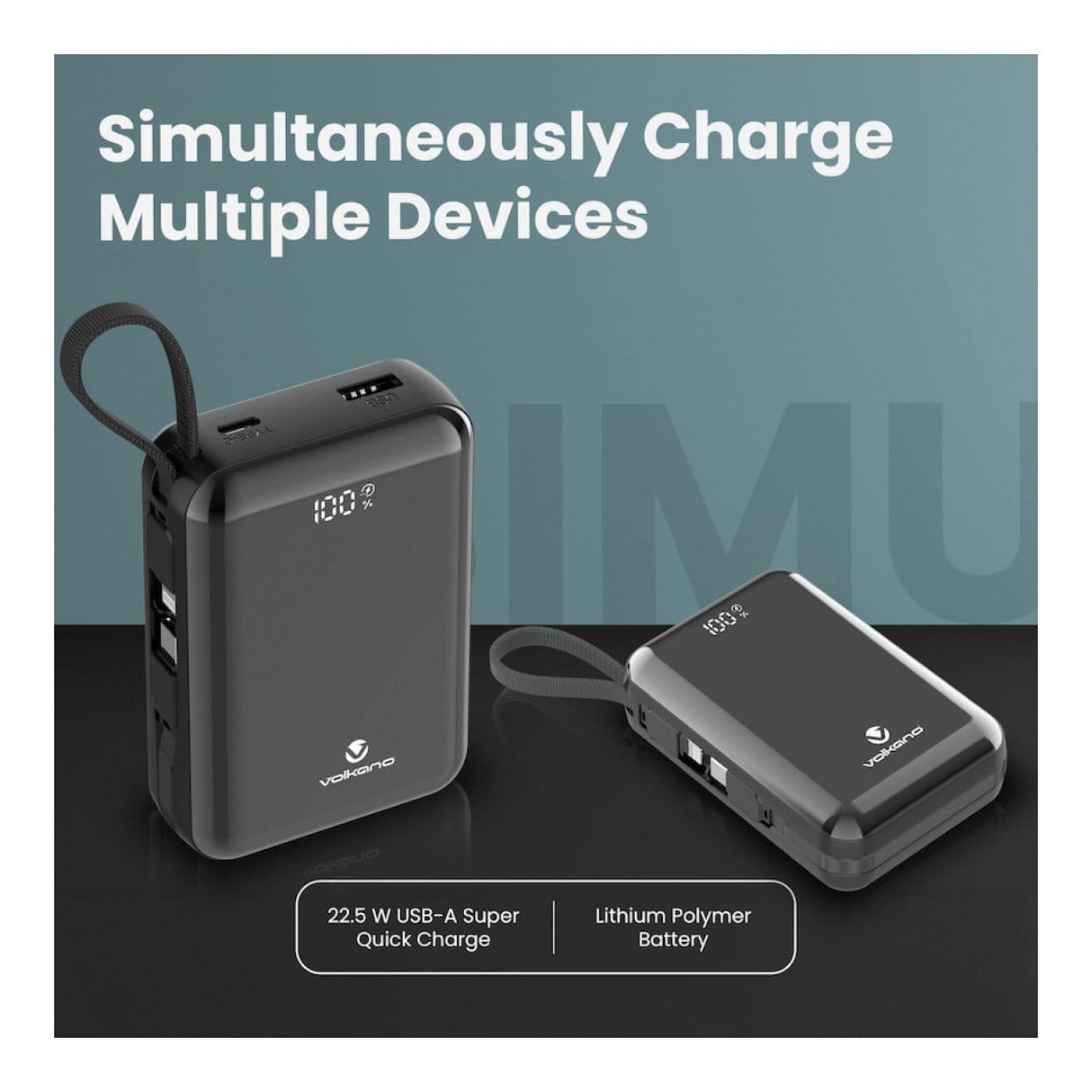 Volkano Solace Series 20000mAh Powerbank Black VK-9040-BK