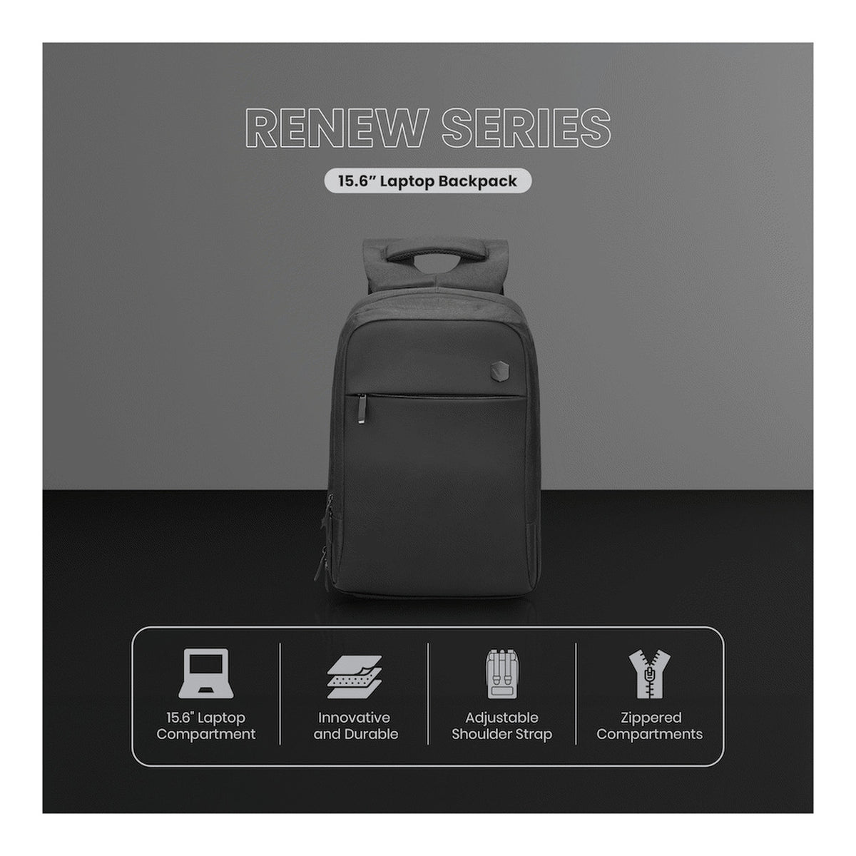 Volkano Renew 15.6-inch Notebook Backpack with USB and Type-C Charging Ports Black VK-9171-BK