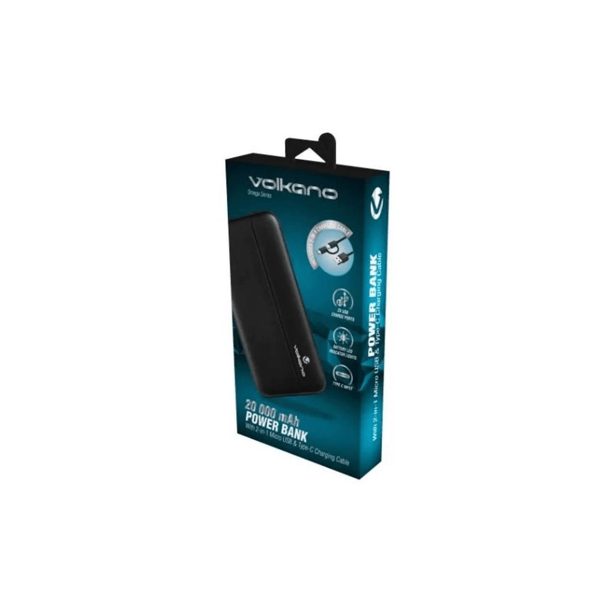 Volkano 20000mAh Powerbank with 4-in-1 Cable Black VK-BUN-10