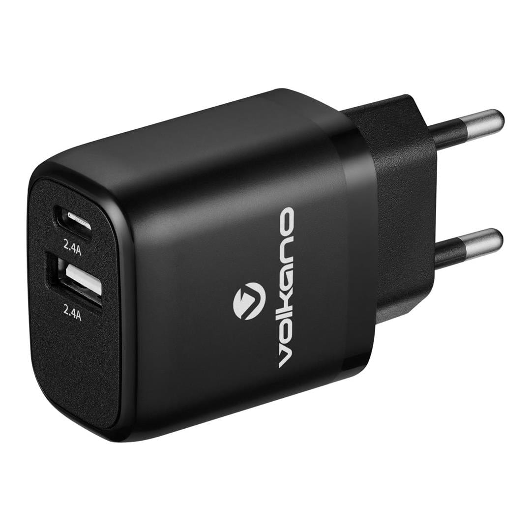 Volkano On-the-Go USB and Type-C Wall Charger VK-PDQ201-BK