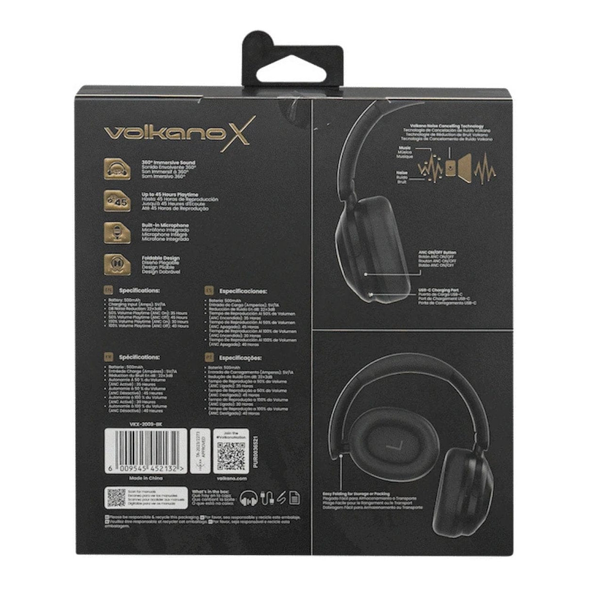 Volkano Halo ANC Bluetooth Headphones Black VKX-2009-BK