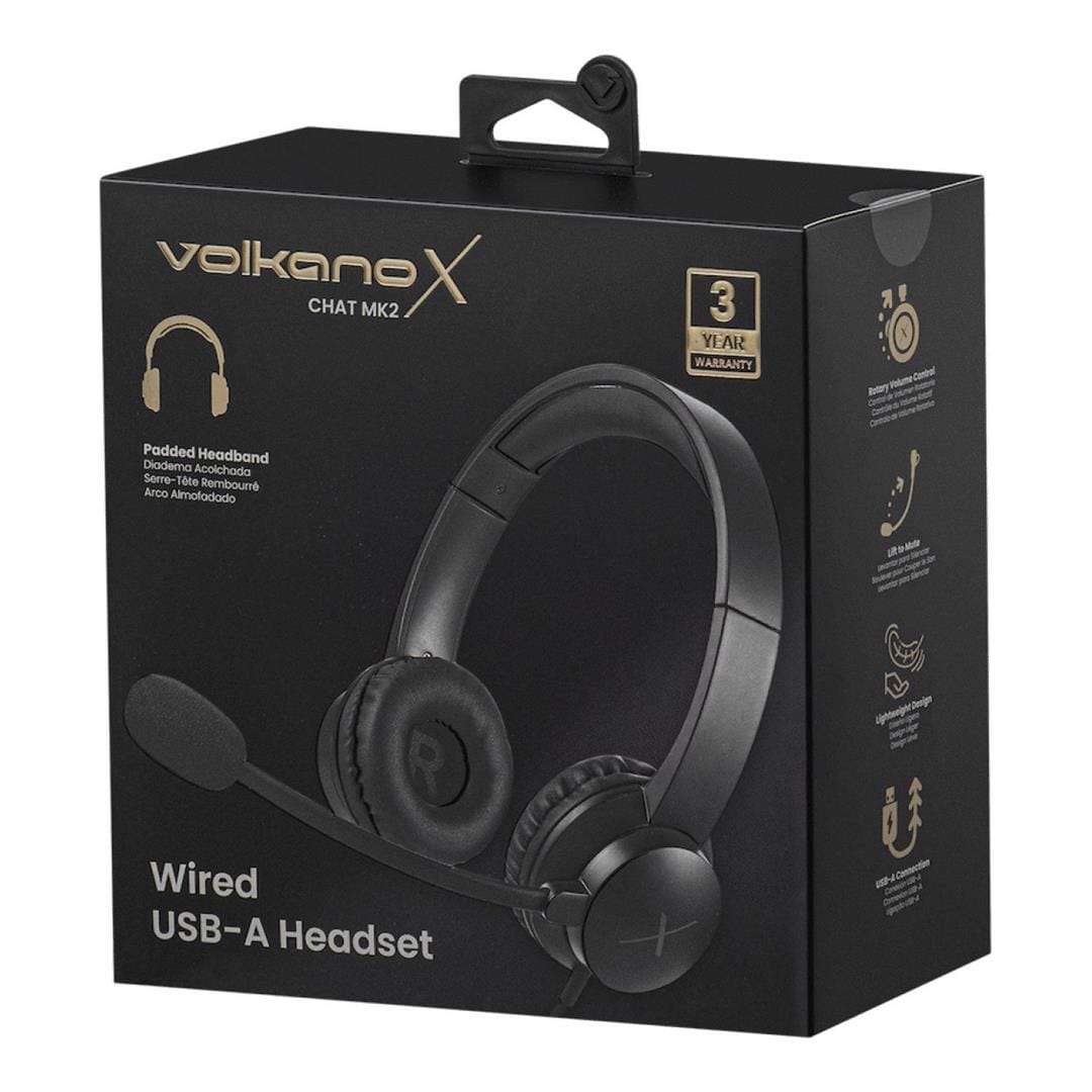 VolkanoX Chat Mk2 Series Wired USB Headset Graphite VKX-212-GT