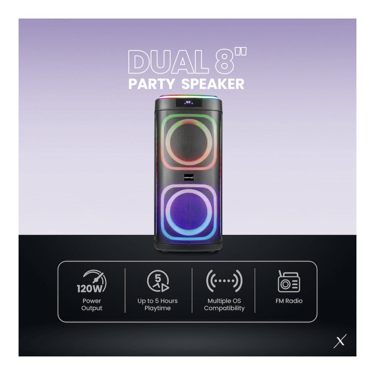 VolkanoX Master Series Dual 8 Party Speaker VKX-3901-D8-BK