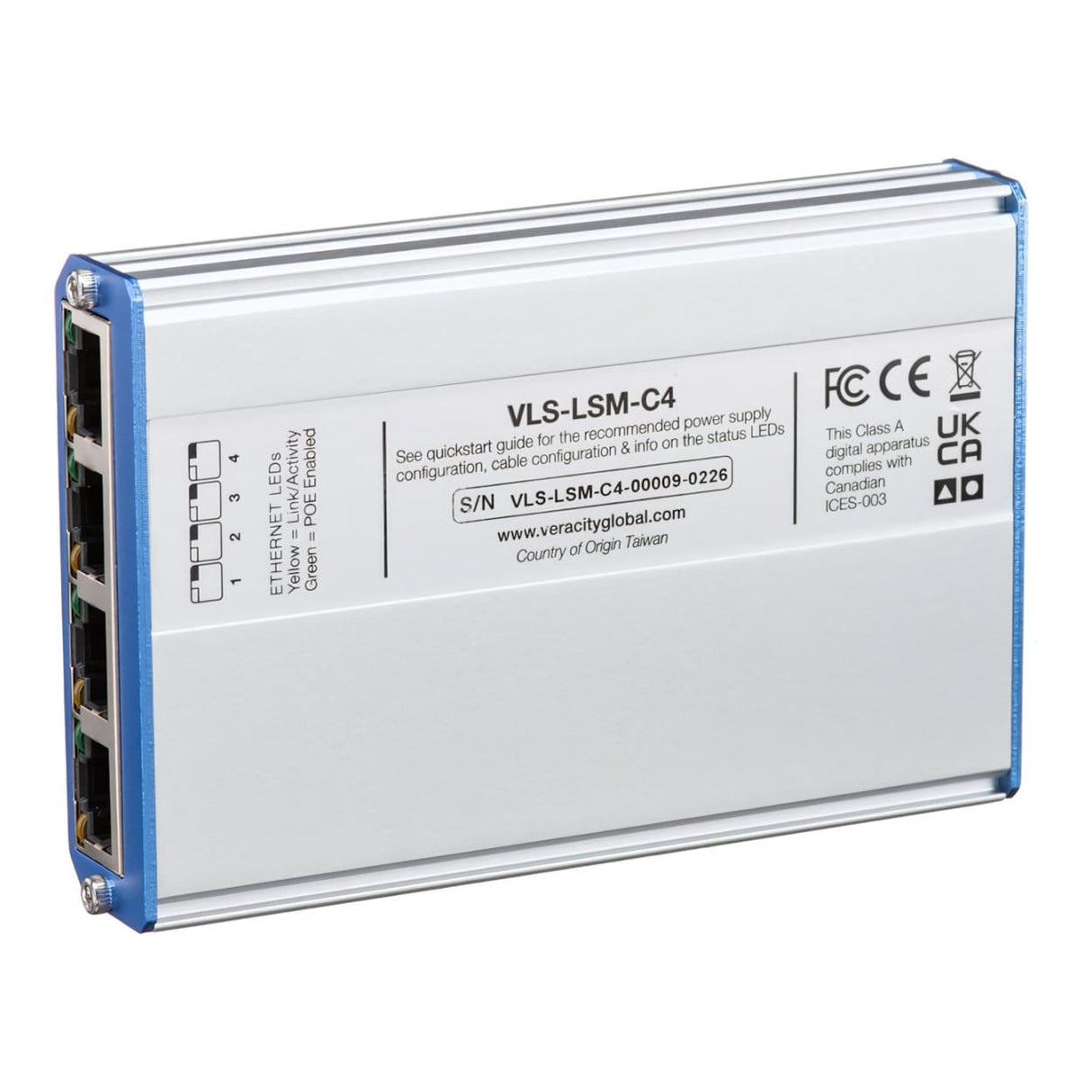 Veracity LONGSPAN Max Quad Camera 8-port PoE+ PoE 4 Extender VLS-LSM-C4