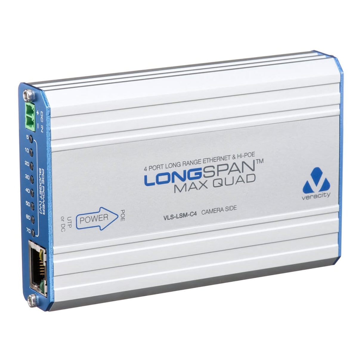 Veracity LONGSPAN Max Quad Camera 8-port PoE+ PoE 4 Extender VLS-LSM-C4