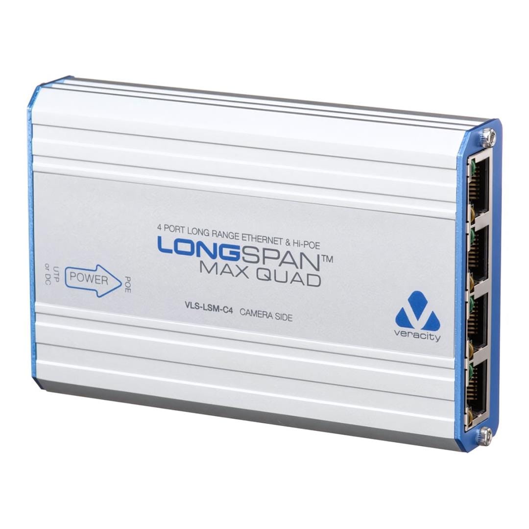 Veracity LONGSPAN Max Quad Camera 8-port PoE+ PoE 4 Extender VLS-LSM-C4
