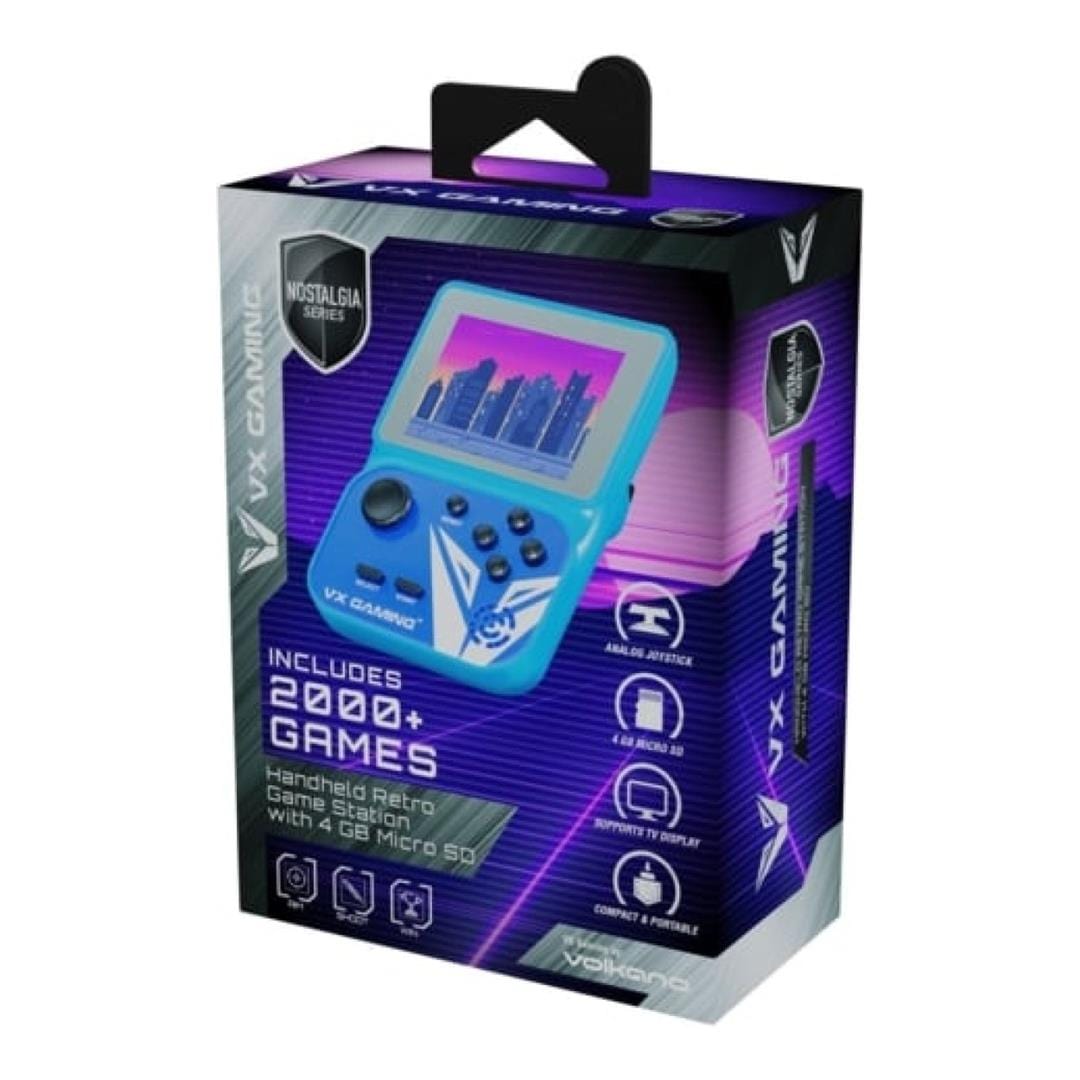 Volkano VX Gaming Nostalgia Series Handheld 4GB Retro Game Station Blue VX-161-BL