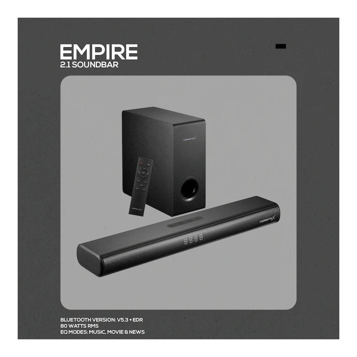 Volkano Empire 2.1 Soundbar with Wireless Sub-Woofer VXN-200-BK(V2)