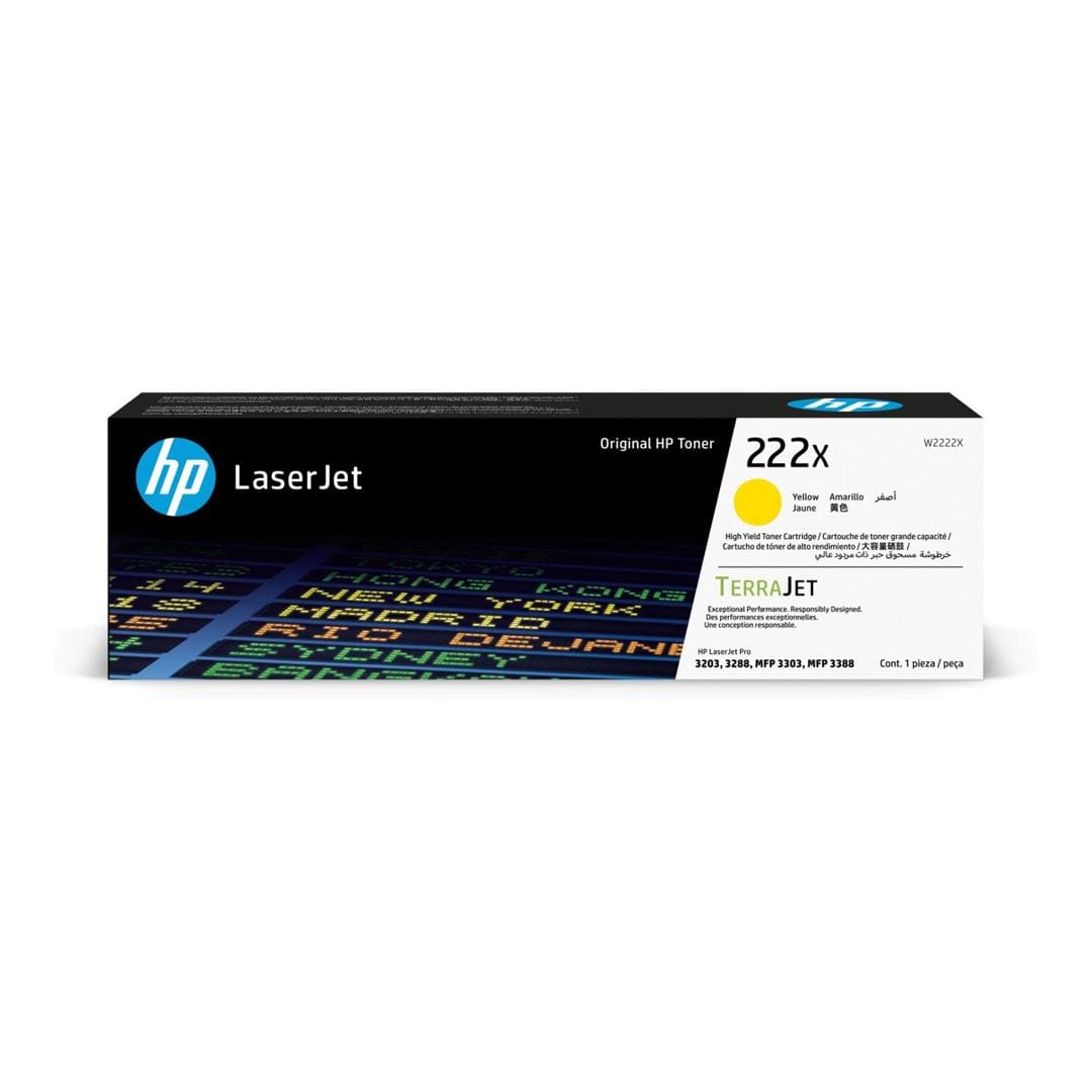 HP 222X High Yield Yellow Toner Cartridge 2,500 Pages Original W2222X Single-pack